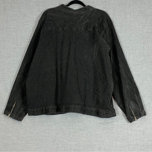Un Deux Trois Denim Jacket Sz 28 Black Stonewash Zipper Front - Picture 2 of 10